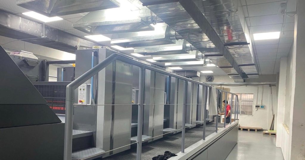Heidelberg 5+1 offset printing machine at QYC Print factory in Guangzhou.