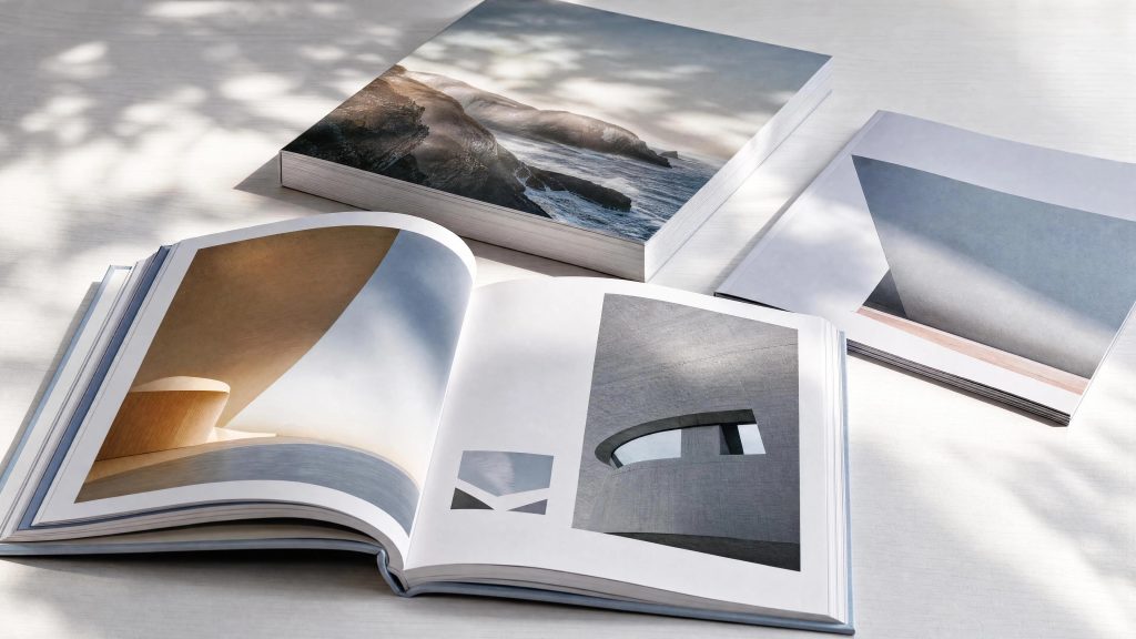 QYC Print book and catalog printing portfolio showing hardcover books, catalogs, and perfect binding samples.