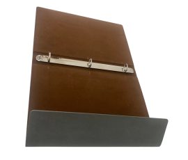 Custom leather photo album structure with replaceable pages.