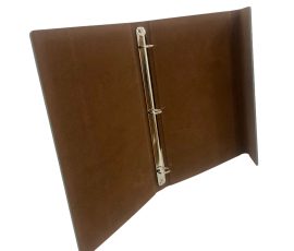 Custom leather photo album structure with replaceable pages.