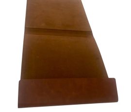 Custom leather photo album structure with replaceable pages.