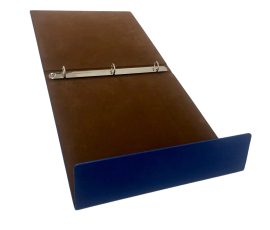 Custom leather photo album structure with replaceable pages.