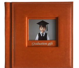 Custom leather photo album cover with metal clip by QYC Print.