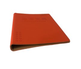 Custom FSC-certified notebook with hot stamping logo, made by QYC Print in Guangzhou.