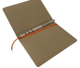 Custom FSC-certified notebook with hot stamping logo, made by QYC Print in Guangzhou.
