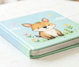 Child-safe board book with a cute deer illustration and rounded corners.