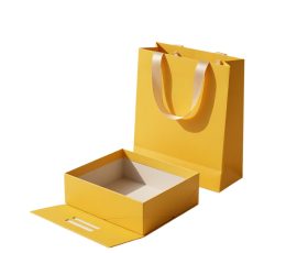 Collapsible rigid box with flat-packed and assembled states. Premium grey board and magnetic closure.